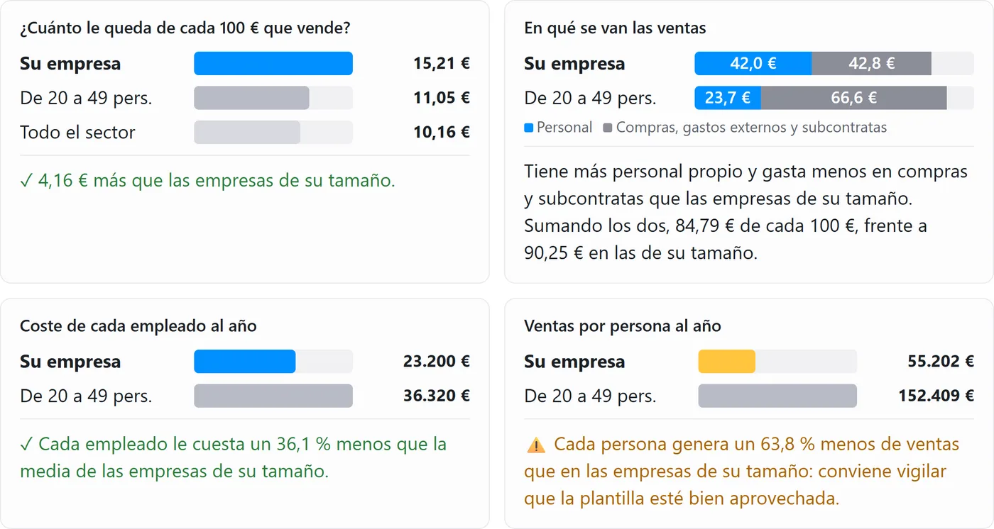 Su empresa frente a las de su sector y tamaño, con datos del INE